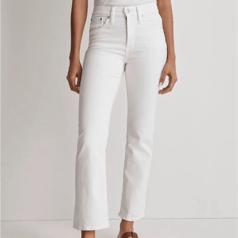 Madewell Petite Mid-Rise Kick Out Crop Jeans Pure White Size 26 NWT